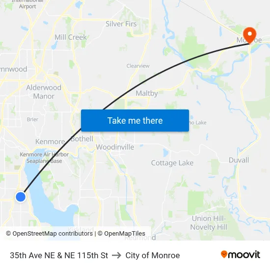 35th Ave NE & NE 115th St to City of Monroe map