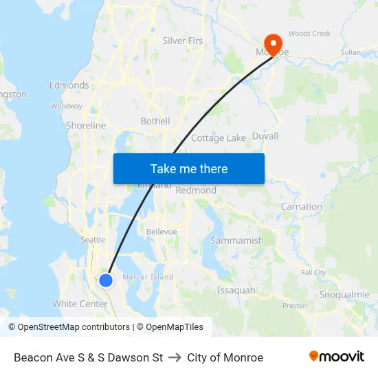 Beacon Ave S & S Dawson St to City of Monroe map