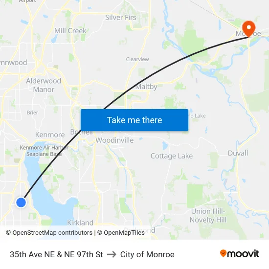 35th Ave NE & NE 97th St to City of Monroe map