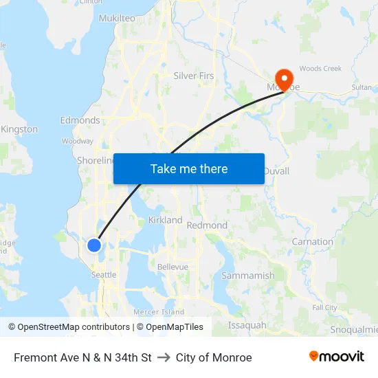 Fremont Ave N & N 34th St to City of Monroe map