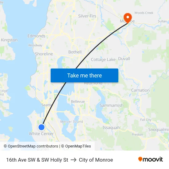16th Ave SW & SW Holly St to City of Monroe map