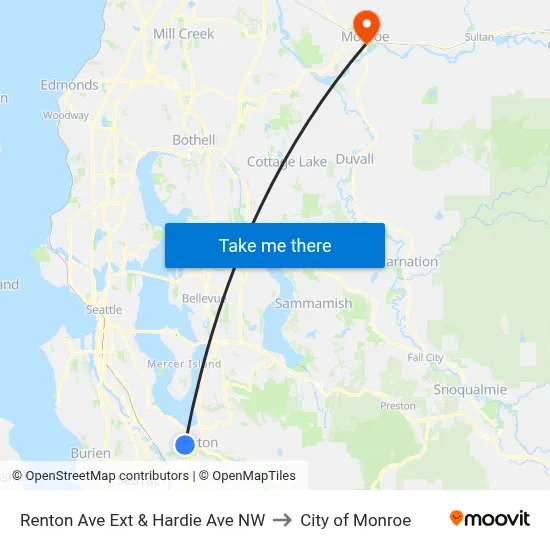 Renton Ave Ext & Hardie Ave NW to City of Monroe map