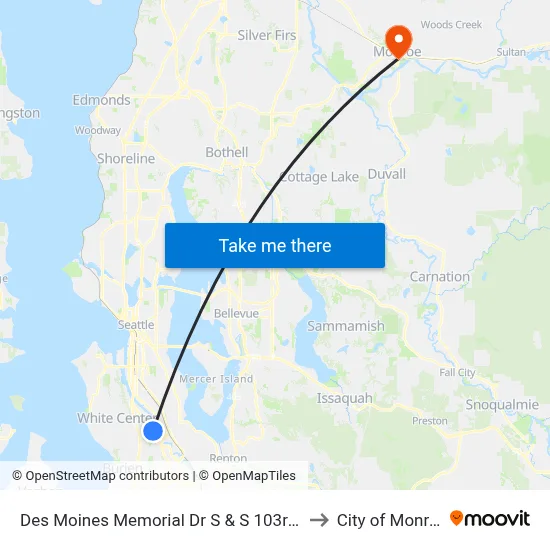 Des Moines Memorial Dr S & S 103rd St to City of Monroe map