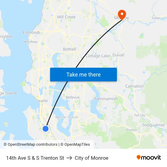 14th Ave S & S Trenton St to City of Monroe map