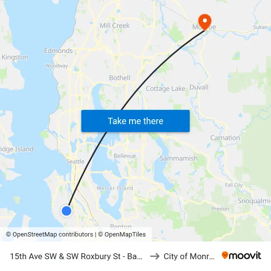 15th Ave SW & SW Roxbury St - Bay 1 to City of Monroe map