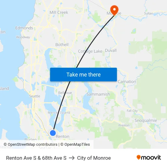 Renton Ave S & 68th Ave S to City of Monroe map