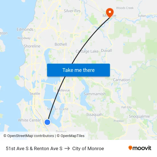 51st Ave S & Renton Ave S to City of Monroe map