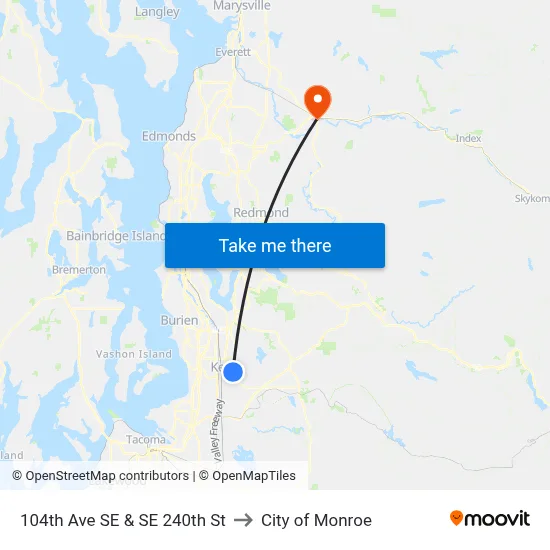 104th Ave SE & SE 240th St to City of Monroe map