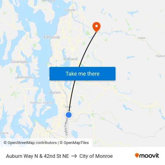 Auburn Way N & 42nd St NE to City of Monroe map