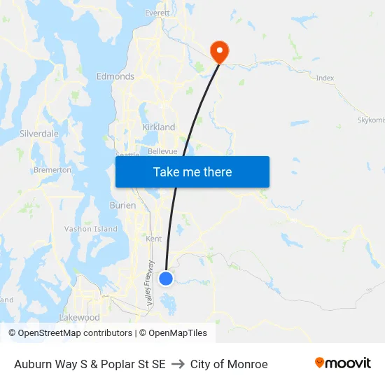 Auburn Way S & Poplar St SE to City of Monroe map