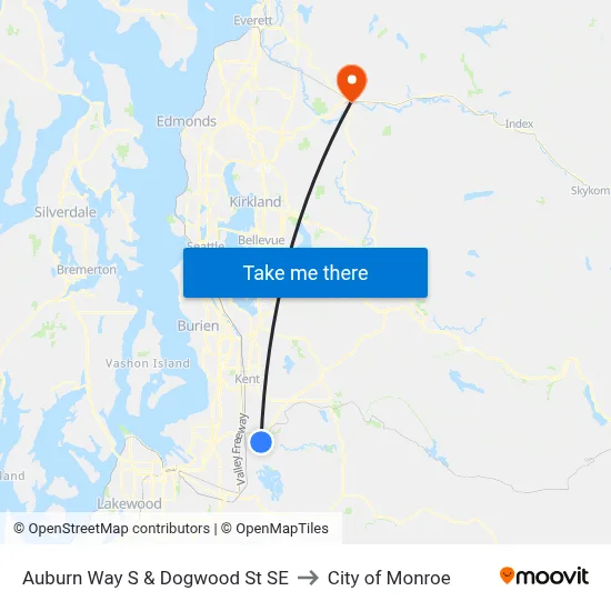 Auburn Way S & Dogwood St SE to City of Monroe map