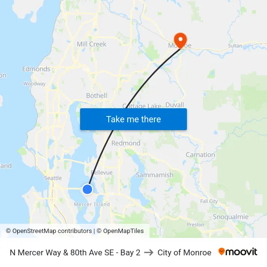 N Mercer Way & 80th Ave SE - Bay 2 to City of Monroe map