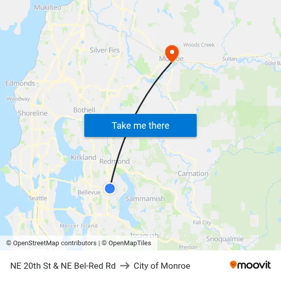 NE 20th St & NE Bel-Red Rd to City of Monroe map