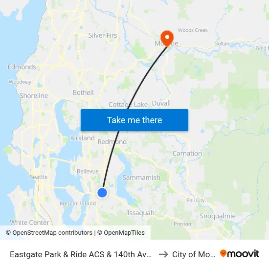 Eastgate Park & Ride ACS & 140th Ave SE - Bay 2 to City of Monroe map