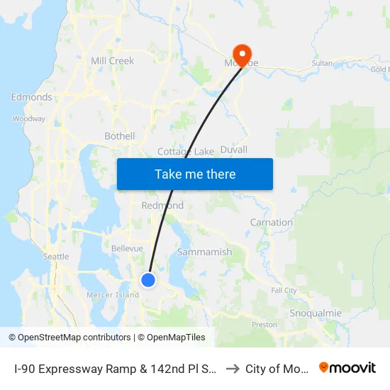 I-90 Expressway Ramp & 142nd Pl SE - Bay 3 to City of Monroe map