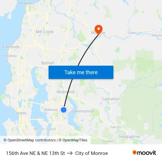 156th Ave NE & NE 13th St to City of Monroe map
