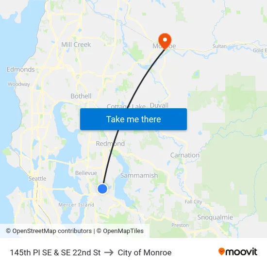 145th Pl SE & SE 22nd St to City of Monroe map