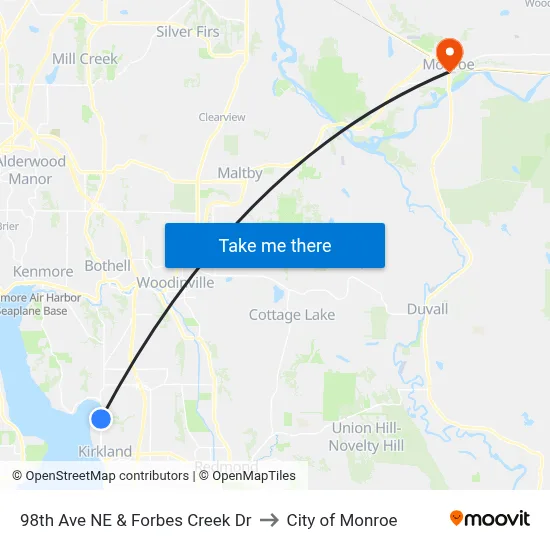 98th Ave NE & Forbes Creek Dr to City of Monroe map