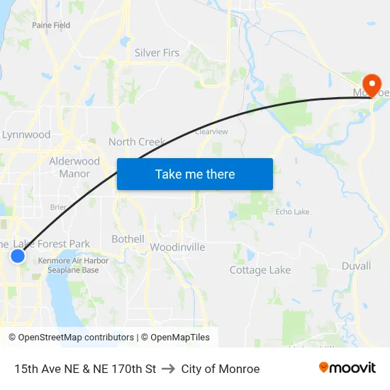 15th Ave NE & NE 170th St to City of Monroe map