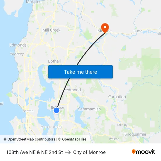 108th Ave NE & NE 2nd St to City of Monroe map