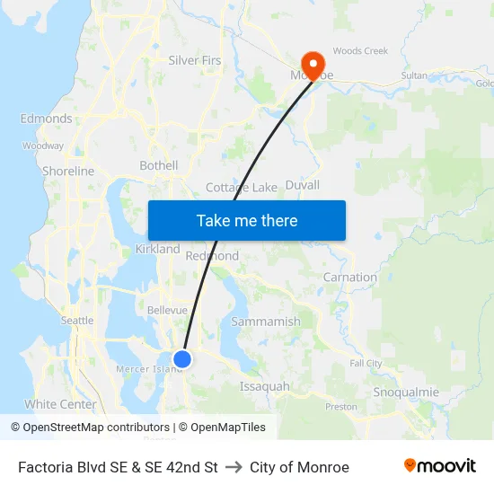 Factoria Blvd SE & SE 42nd St to City of Monroe map