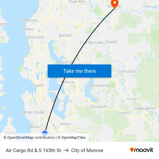 Air Cargo Rd & S 165th St to City of Monroe map
