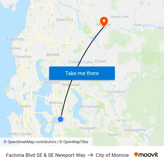 Factoria Blvd SE & SE Newport Way to City of Monroe map