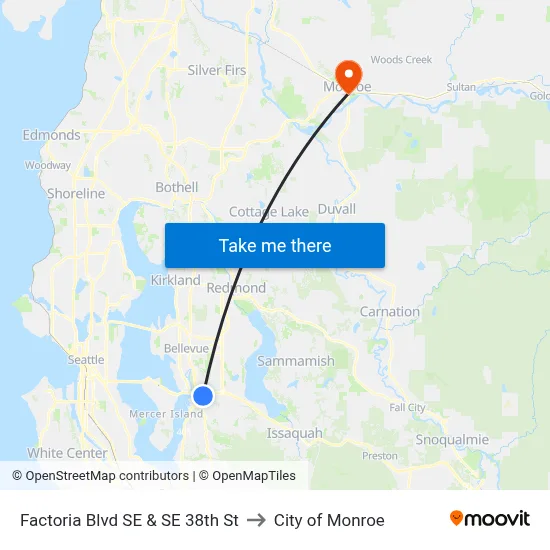 Factoria Blvd SE & SE 38th St to City of Monroe map