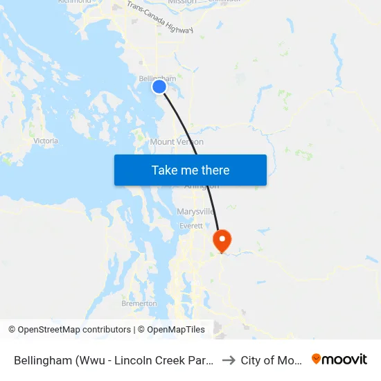 Bellingham (Wwu - Lincoln Creek Park & Ride) to City of Monroe map