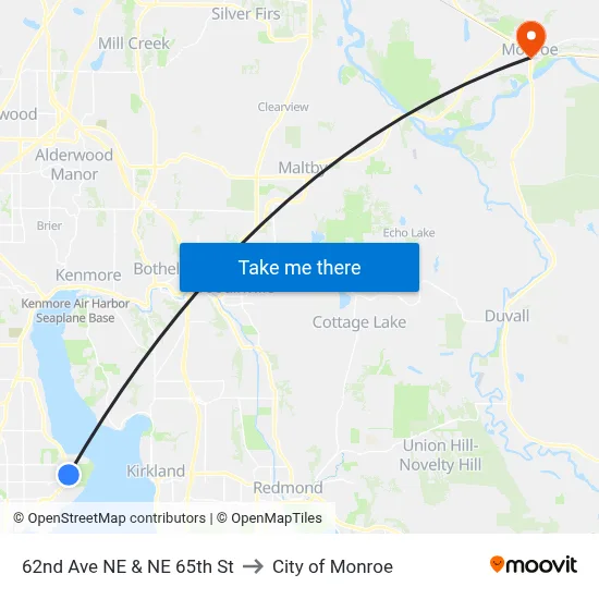 62nd Ave NE & NE 65th St to City of Monroe map