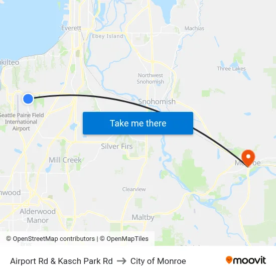 Airport Rd & Kasch Park Rd to City of Monroe map