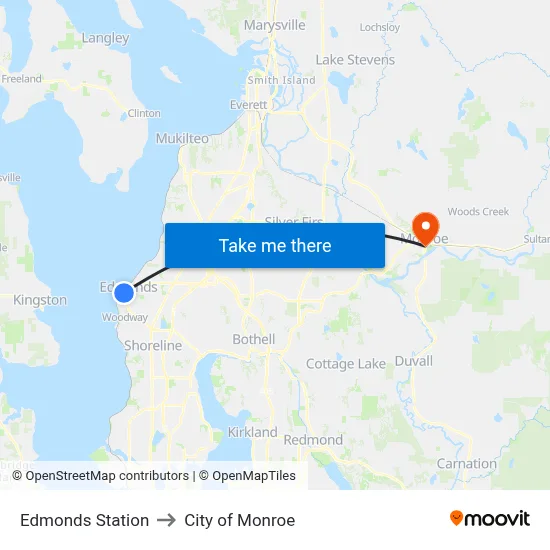 Edmonds Station to City of Monroe map