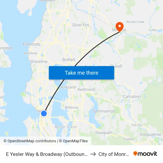 E Yesler Way & Broadway (Outbound) to City of Monroe map