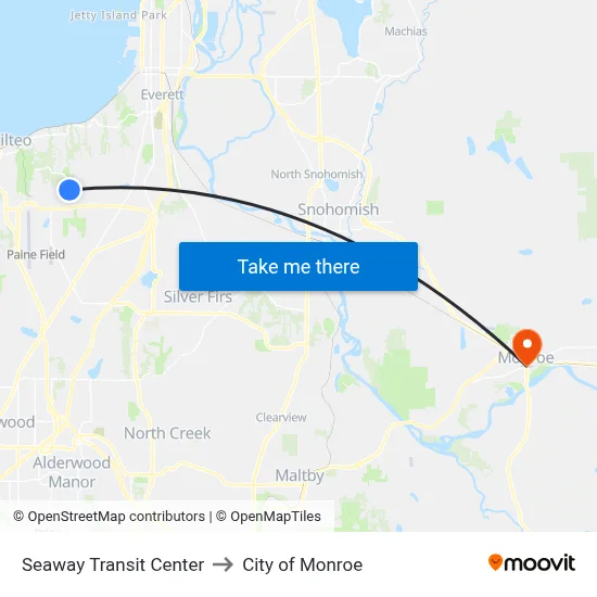 Seaway Transit Center to City of Monroe map