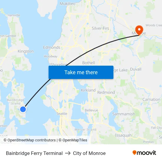 Bainbridge Ferry Terminal to City of Monroe map