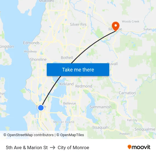 5th Ave & Marion St to City of Monroe map