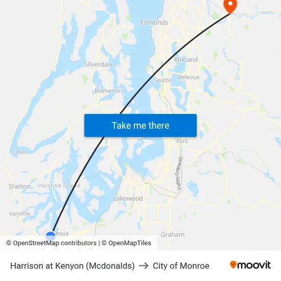 Harrison at Kenyon (Mcdonalds) to City of Monroe map