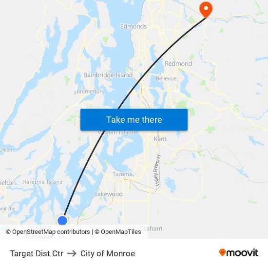 Target Dist Ctr to City of Monroe map