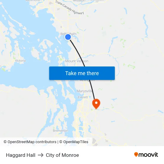 Haggard Hall to City of Monroe map