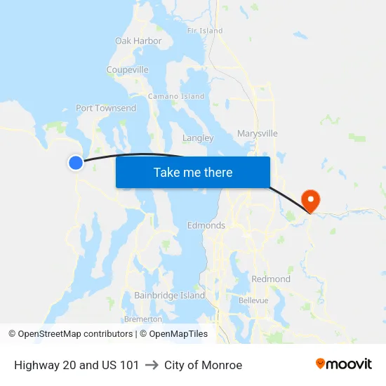 Sr 20 & US 101 Discovery Bay to City of Monroe map