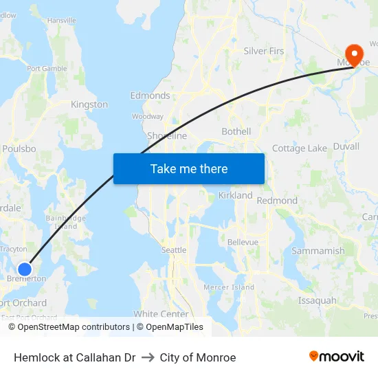 Hemlock at Callahan to City of Monroe map