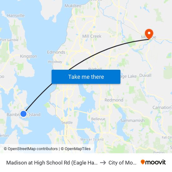 Madison at High School Rd (Eagle Harbor HS) to City of Monroe map