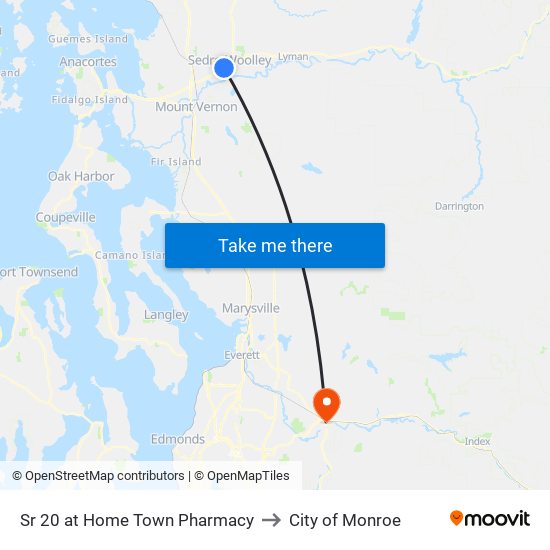 Sr 20 at Home Town Pharmacy to City of Monroe map