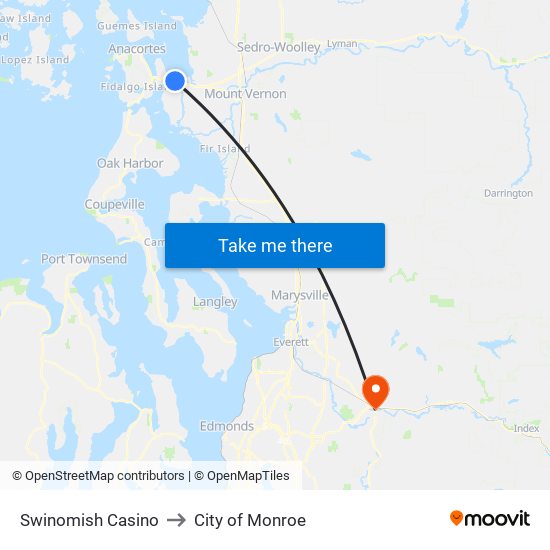 Swinomish Casino to City of Monroe map