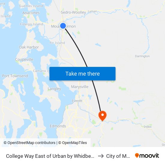 College Way East of Urban by Whidbey Island Bank to City of Monroe map