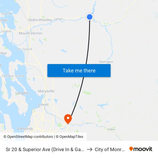 Sr 20 & Superior Ave (Drive In & Gas) to City of Monroe map