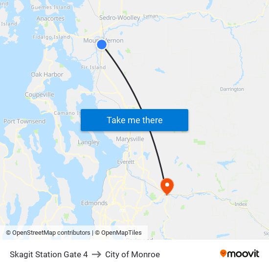 Skagit Station Gate 4 to City of Monroe map