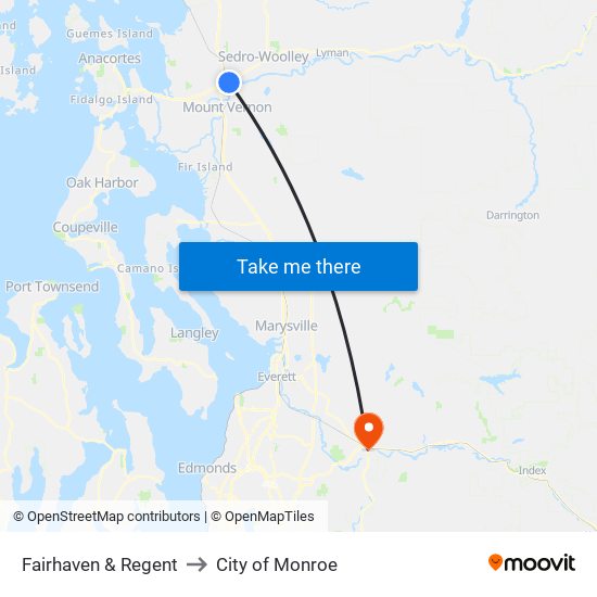 Fairhaven & Regent to City of Monroe map