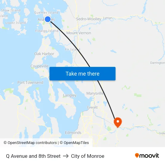 Q Avenue and 8th Street to City of Monroe map