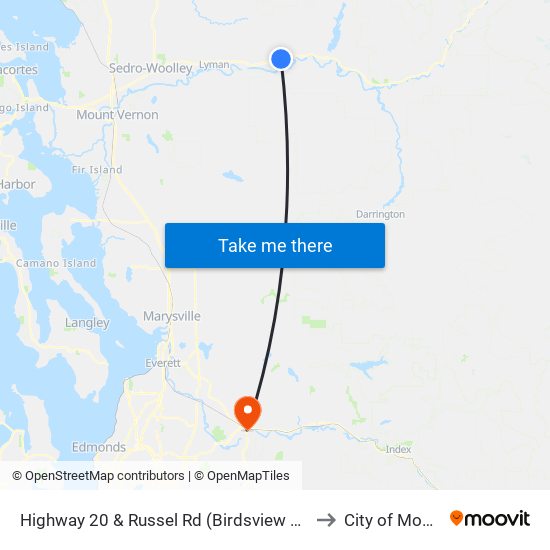 Highway 20 & Russel Rd (Birdsview Drive In) to City of Monroe map